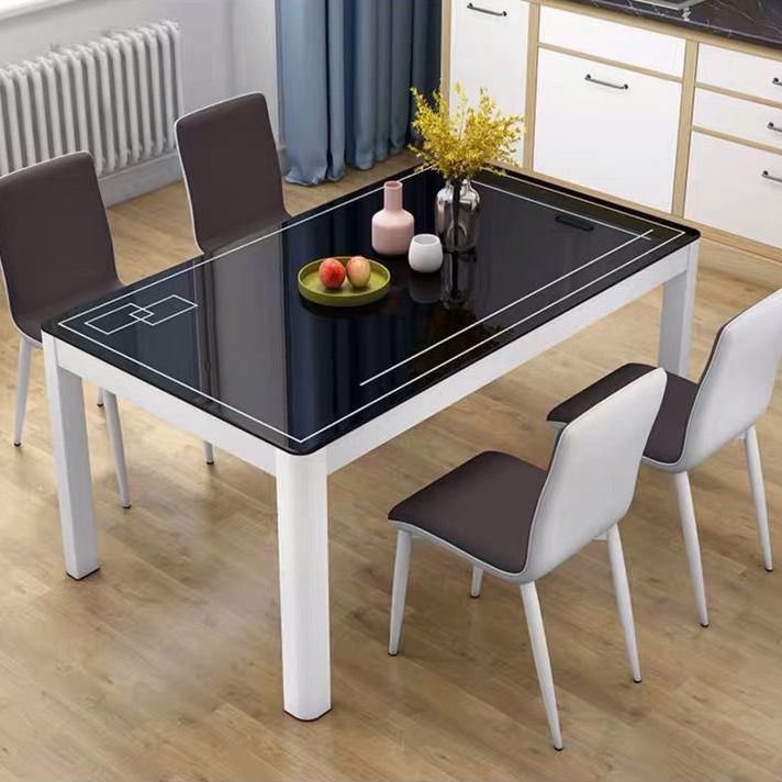 Modern White Glass Dining Table Rectangle Dining Table for Kitchen