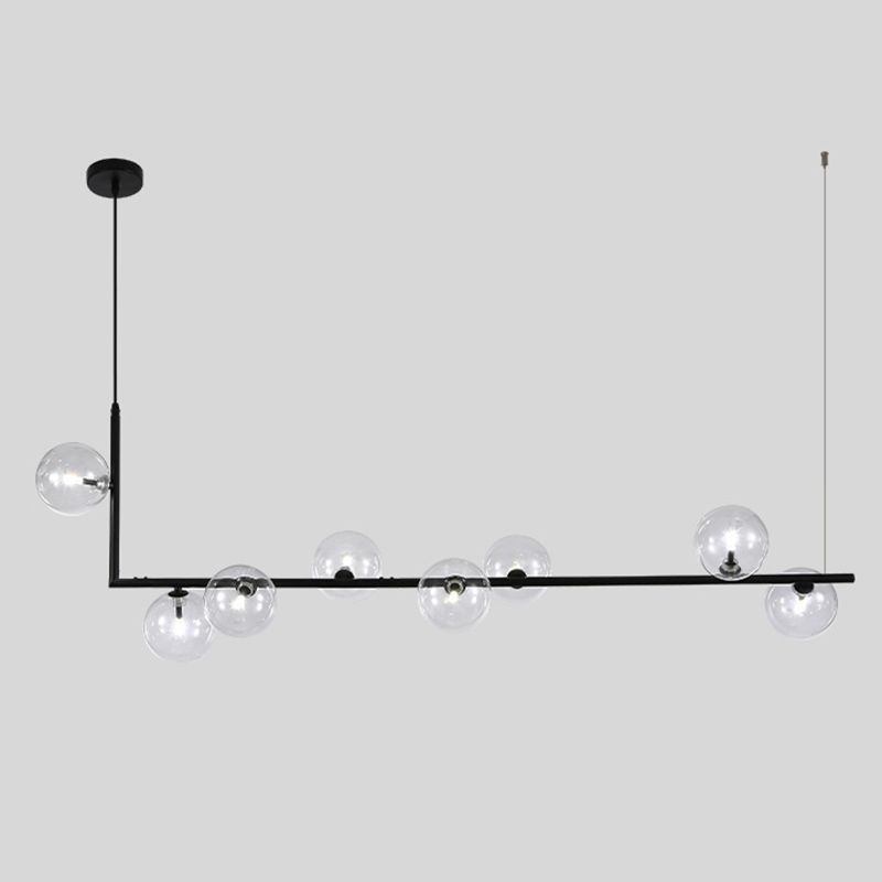 Round Glass Multi Light Pendant Contemporary Style Ceiling Pendant Light for Dinning Room