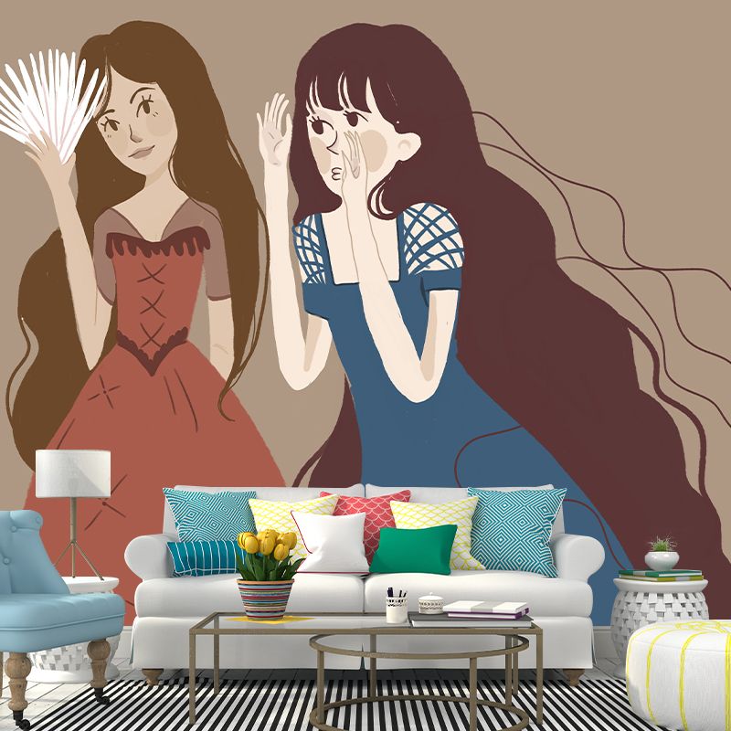 Illustration Mildew Resistant Mural Wallpaper Portraiture Indoor Wall Mural