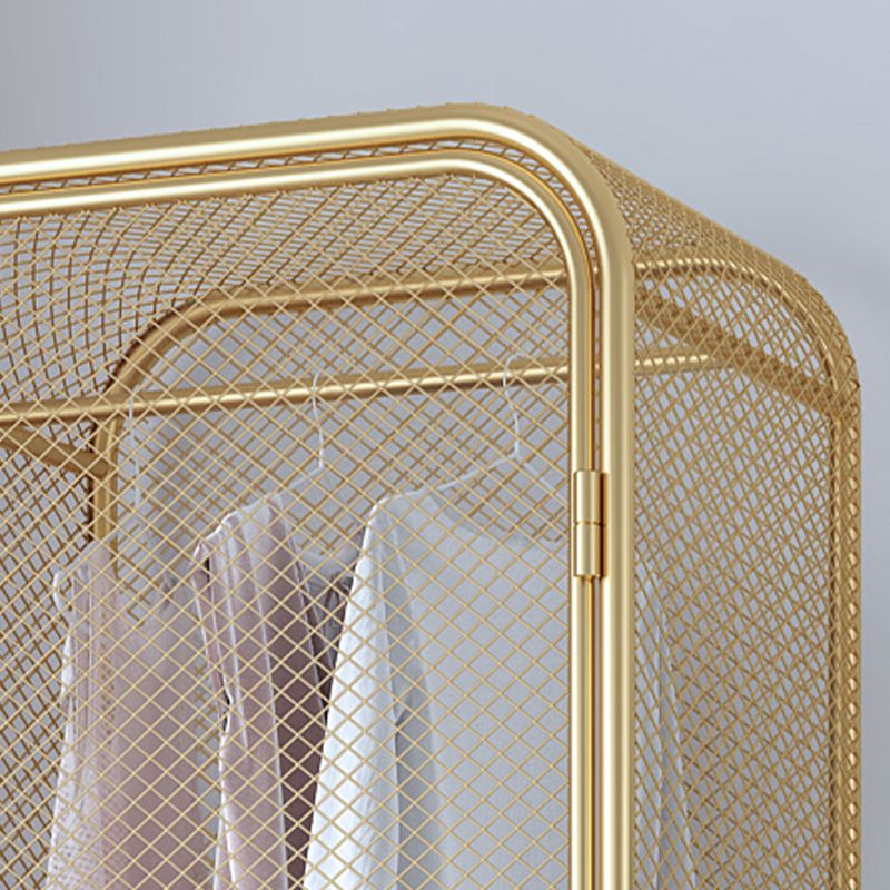 Modern 2-door Wardrobe Armoire Steel Storage Cabinet with 2 Shelves and Clothes Rail