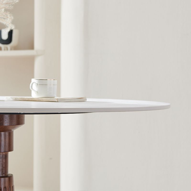 Modern Stone Dining Set with Wooden Frame 1/2/3 Pcs Round Dining Table Set