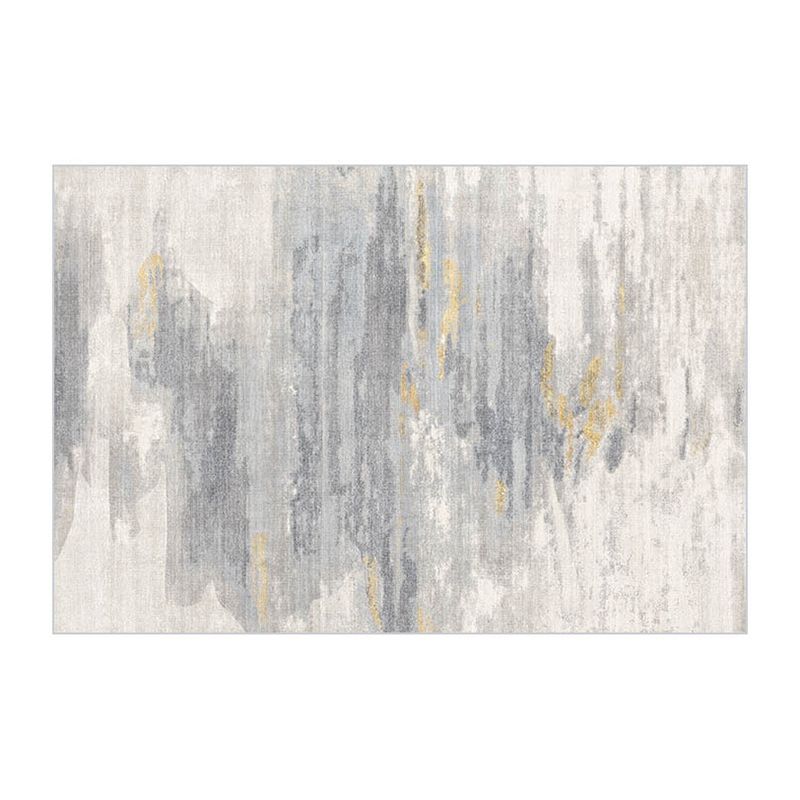 Pale Grey Graphic Rug Polyester Modern Rug Washable Rug for Living Room