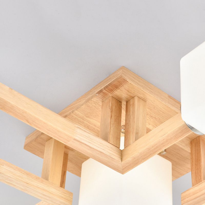 Glass Square Shape Flush Ceiling Light Modern Multi Lights Flush Light Fixtures in Brown