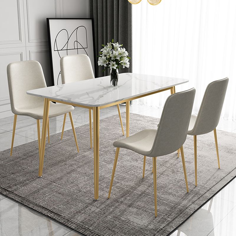 Glossy White Glam Dinette Table Set 1/2/5/7 Pieces Dining Set with Leather Chairs
