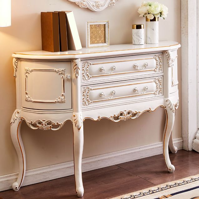 Free Form Shape Contemporary Console Table White Wood Console Sofa Table