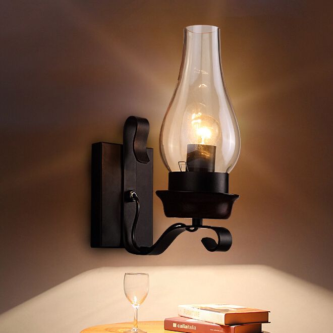 Style de style industriel ombré mural en verre clair appliques murales d'éclairage en clair