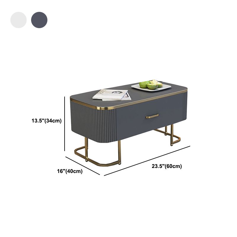 Contemporary Coffee Table with Storage Drawer and Golden Frame Base