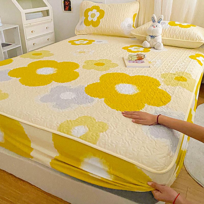Floral Print Fitted Sheet Modern Cotton Super Soft Bed Sheet Set