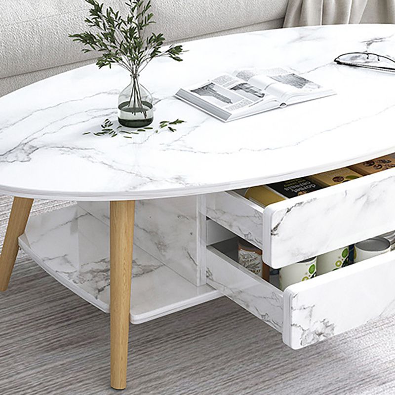 Modern  Coffee Table Wooden 3 Legs Cocktail Table with Drawer