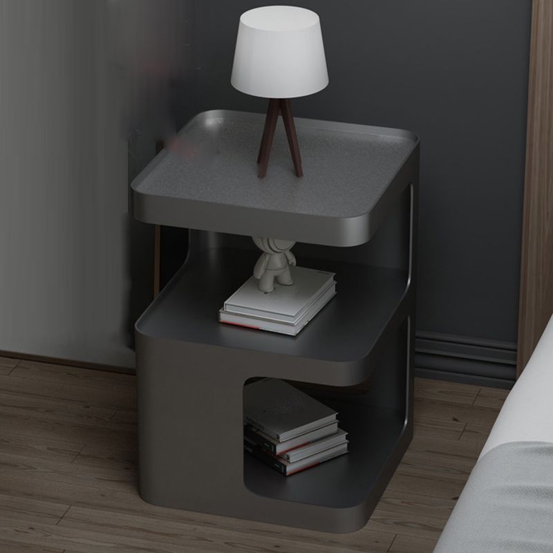 Modern Metal Bed Nightstand Open Storage Night Table for Bedroom