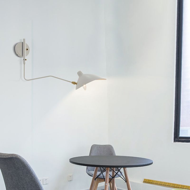 Modern Wall Sconce Linear Shape Reading Wall Light with Metal Shade in White for Bedroom