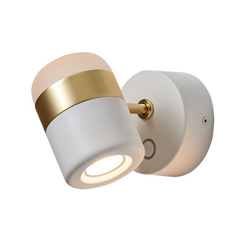 1-Light Cylindrical Simplicity Wall Sconce 4.3" Height Modern Style Rotatable Mini Wall Lamp