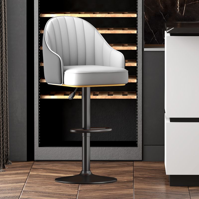Adjustable Height Counter & Bar Stool Indoor Leather Bucket Footrest Stool