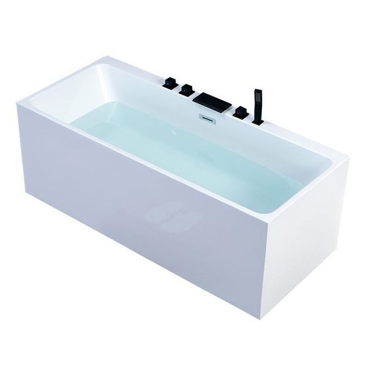 Modern Rectangular Bathtub Center White Freestanding Acrylic Bath