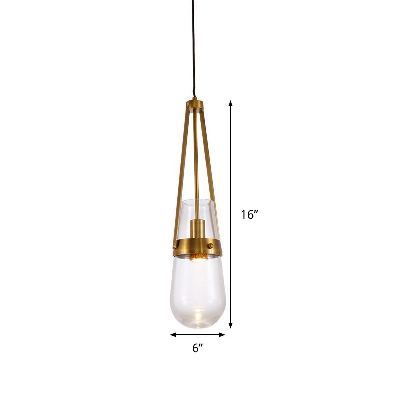 CONO Luz colgante Postmoderno azul/vidrio transparente 1 Cabeza dormitorio de dormitorio colgante kit en oro