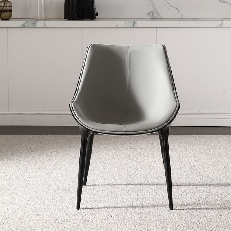 Faux Leather Kitchen Chair Metal Base Dining Chair for Living Room