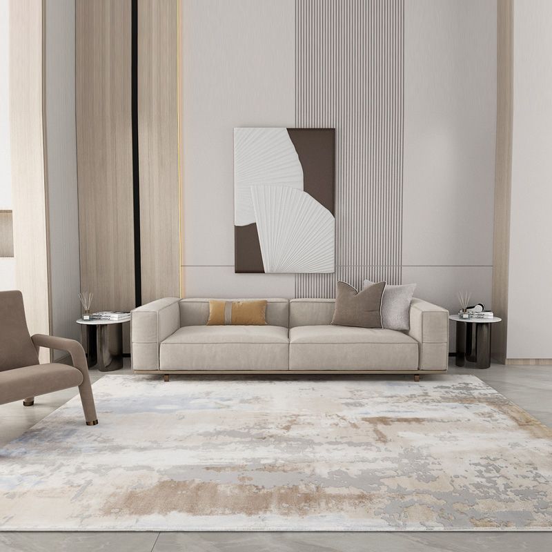 Tapis moderne gris bloc de couleur en Polyester, facile d'entretien, lavable, pour la décoration de la maison