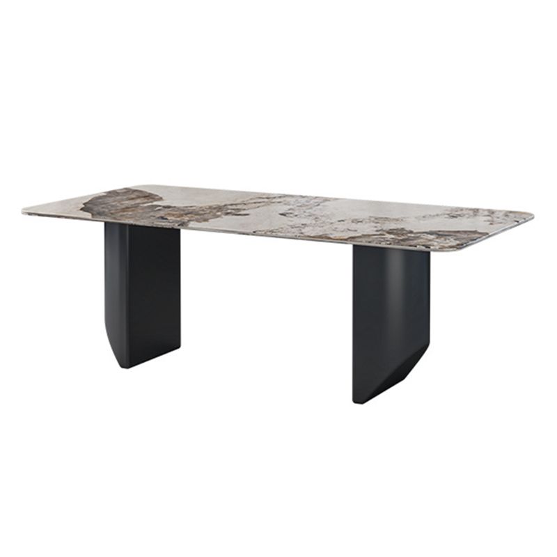 Sintered Stone Top Esstisch Rechtecktisch mit Metalldoppelpodest