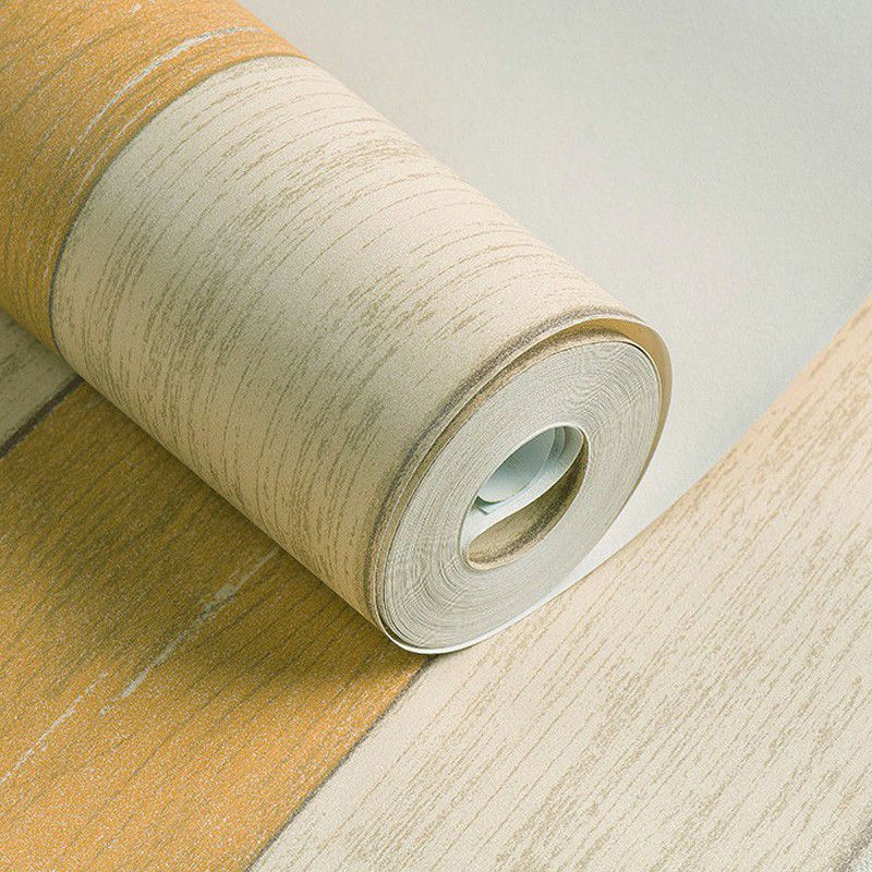 57.1-sq ft Wood Wallpaper for Living Room 2-Tone Stripe Wall Covering in Orange, Washable
