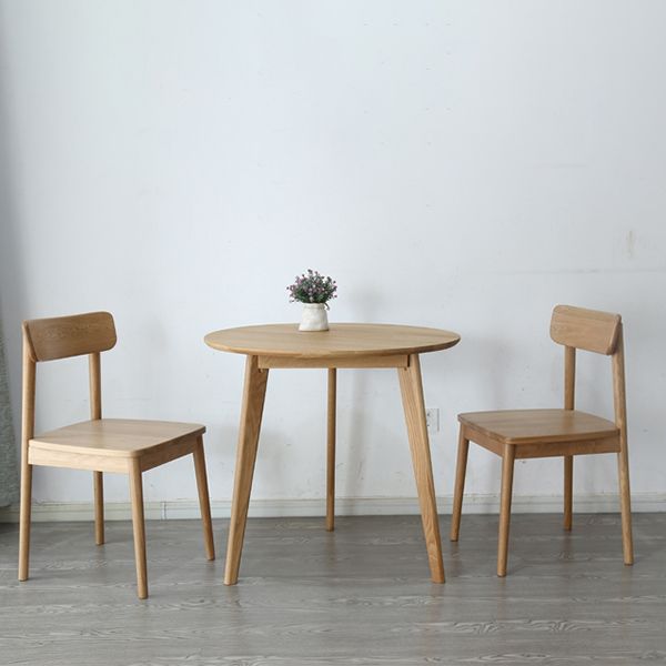 Round Dining Table Natural Contemporary Style Solid Wood Dinner Table for Home Kitchen