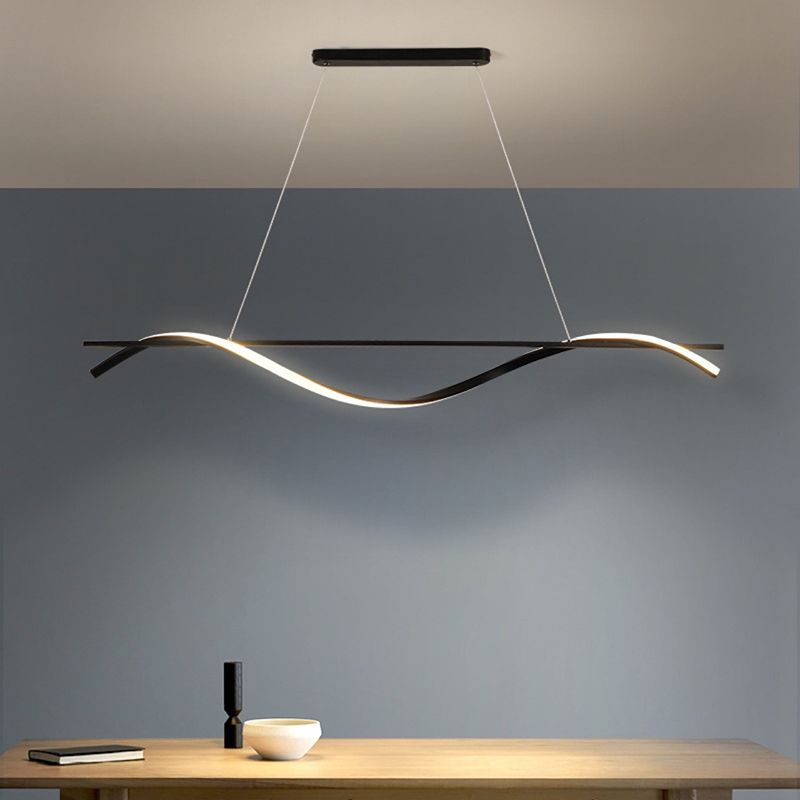 Wavy LED Hanging Ceiling Light Modern Metal Island Chandelier Light