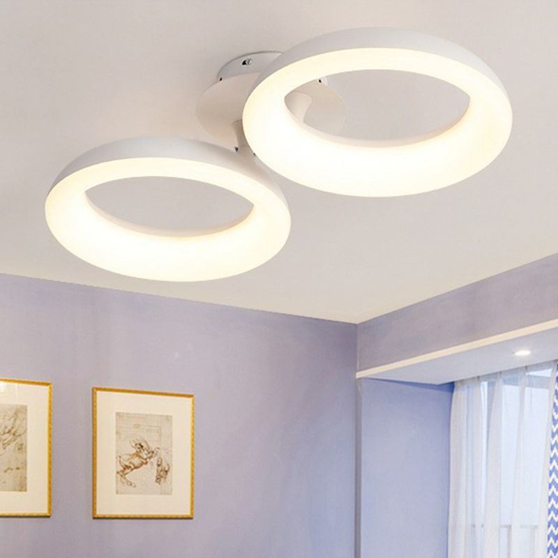 Simplicity Circle LED Semi Flush Light Acryl Wohnzimmer Deckeneinbauleuchte in Weiß
