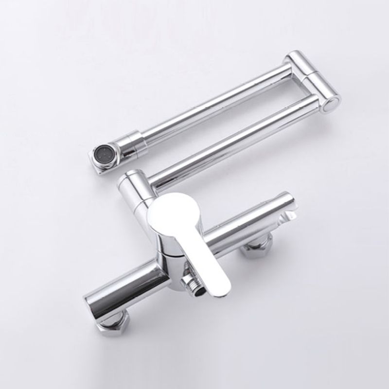 Wall Mounted Metal Tub Filler Low Arc Waterfall Bathroom Faucet with Hose