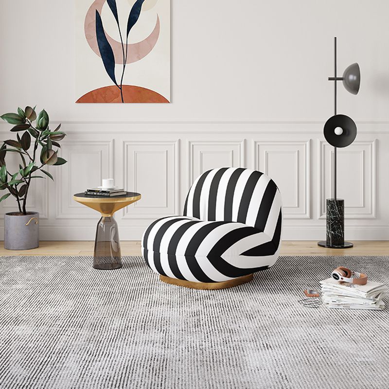 Solid Wood Chair Round Base Style Lounge Accent Chair for Living Room