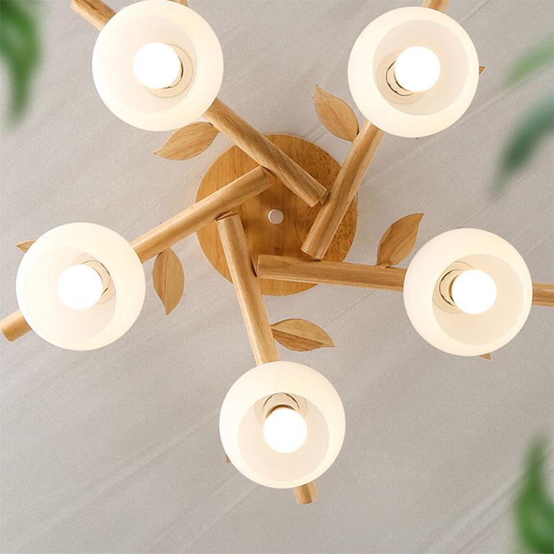 Contemporary Wood Ceiling Light Flush Mount Lighting for Bedroom