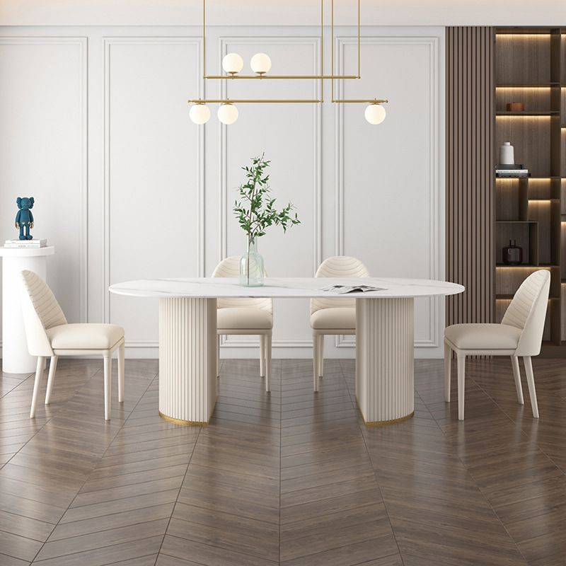 Oval Sintered Stone Dining Table Traditional Luxury Dining Table for Home Use