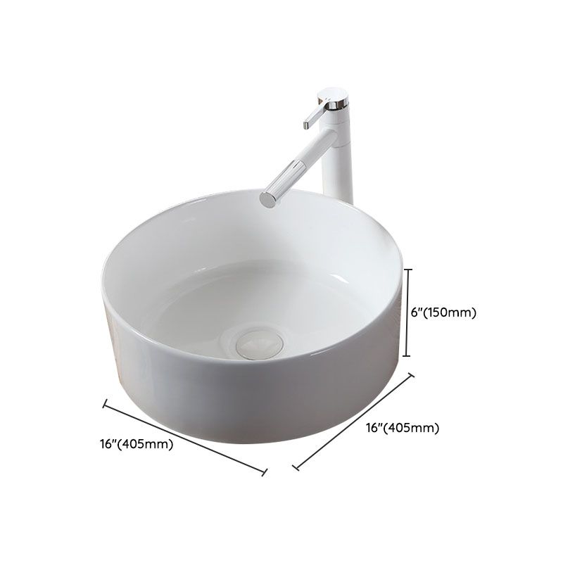 Modern Vessel Bathroom Sink Rectangular Porcelain Drain Vessel Sink(Not Included Faucet)