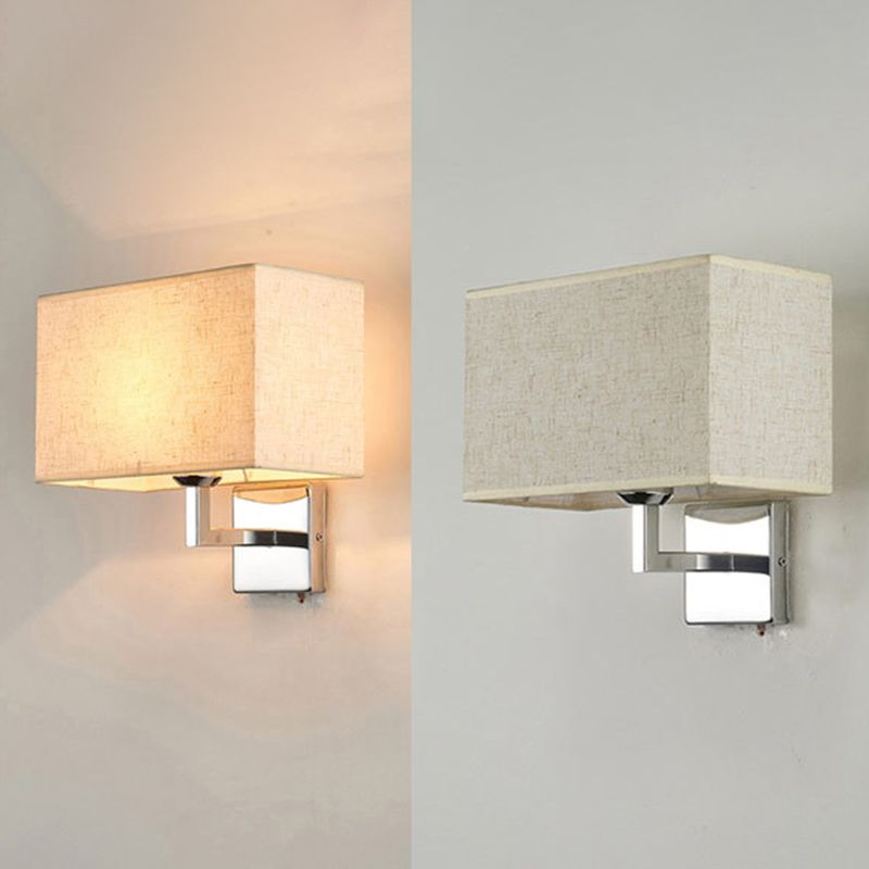 10.6 "H lampada a parete esterna al braccio a fissaggio singolo con tonalità in tessuto rettangolare