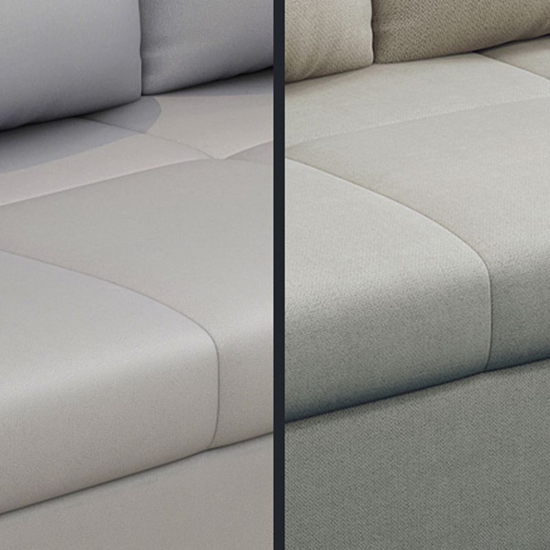 Square Arm Sofa with Loose Back Convertible Sleeper with Storage and Foldable