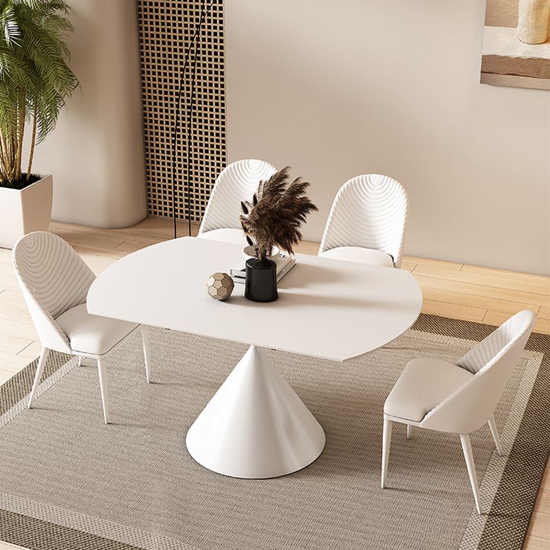 Metal and Slate Table Contemporary Style Home White Round Dining Table