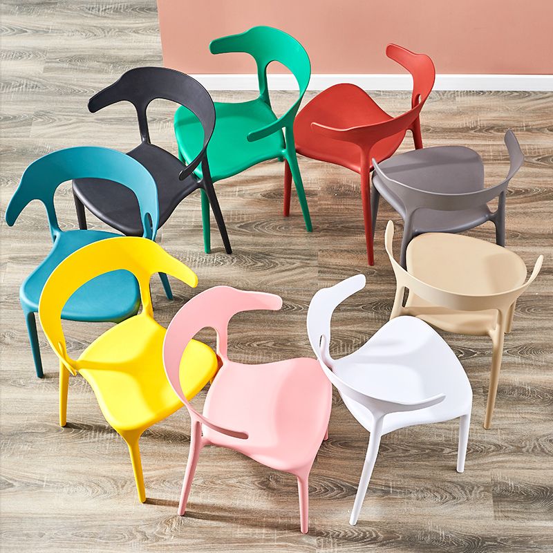 Ensemble de chaise de salle à manger en plastique à dossier ouvert empilable de chaise latérale moderne à la maison