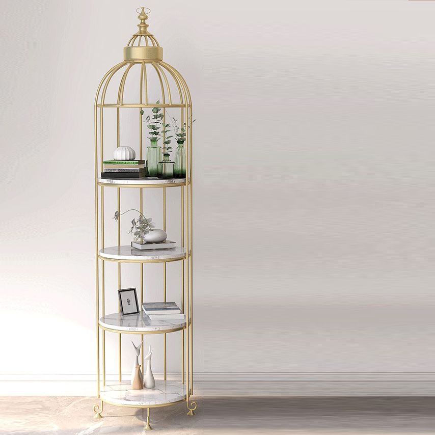 Modern Indoor Geometric Bookshelf Metal Frame Manufactured Wood Shelf Bookcase