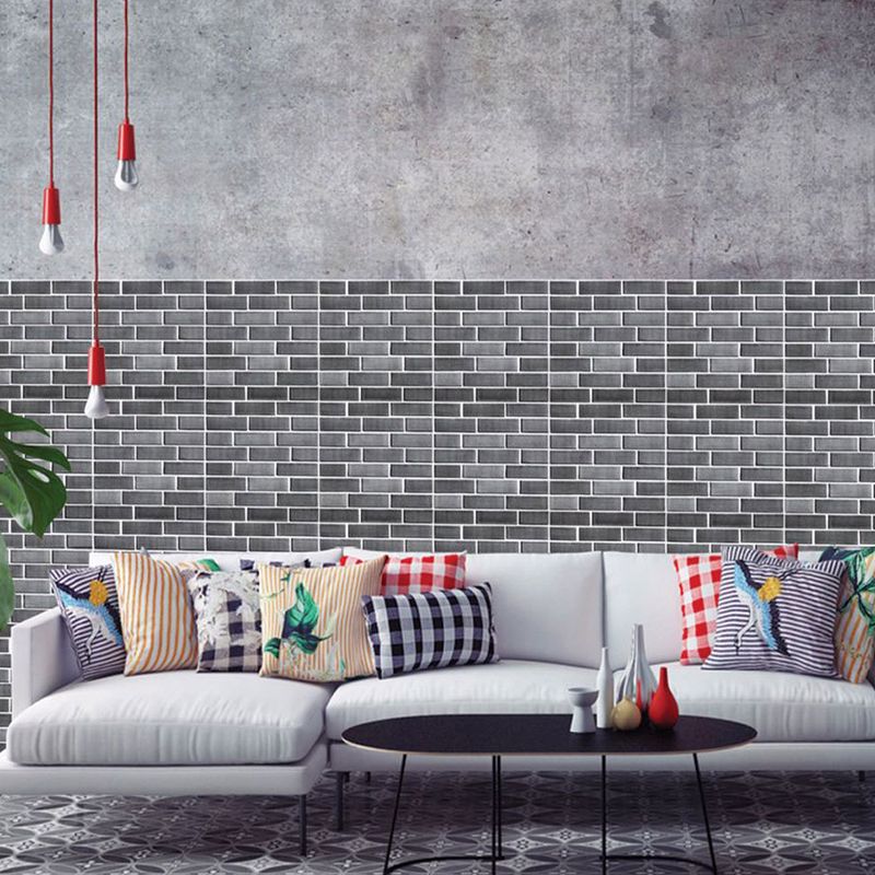 Grey Brick Wallpaper Panel Set Peel and Stick Rustic Corridor Wall Decor (4 Pieces)