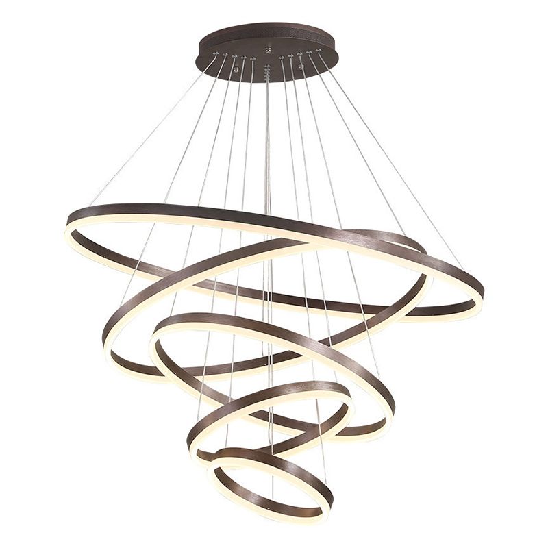 Wrought Iron Black LED Pendant Light in Modern Luxury Style Layered Circles Ceiling Light with Acrylic Shade