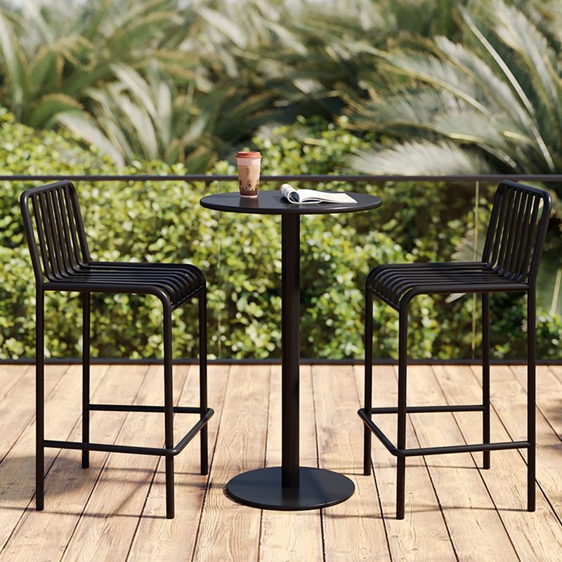 Industrial Armless Bar Stools Metal Dining Stool with Footrest