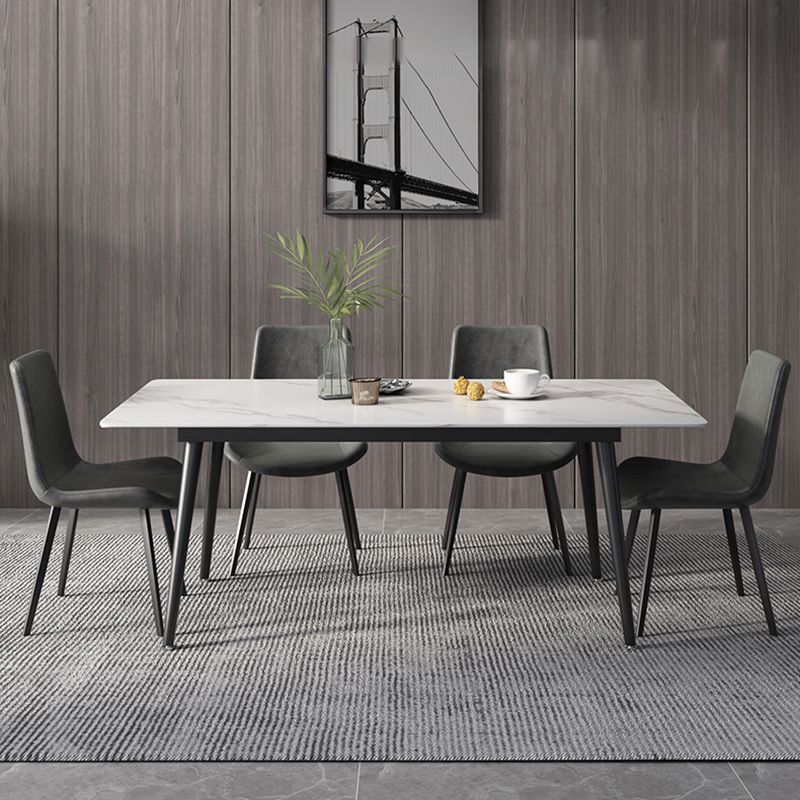 Modern Dinette Set with Solid Back Chairs 1/4/5/6/7 Pcs Stone Top Dining Table Set