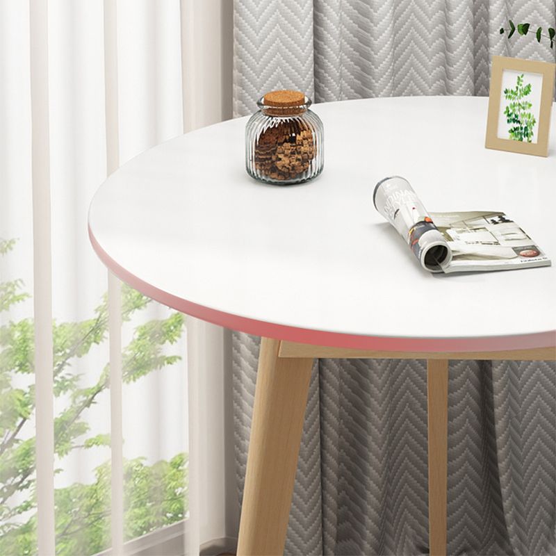 Wood Living Room Side Table Round 3 Legs End Table in White/Natural