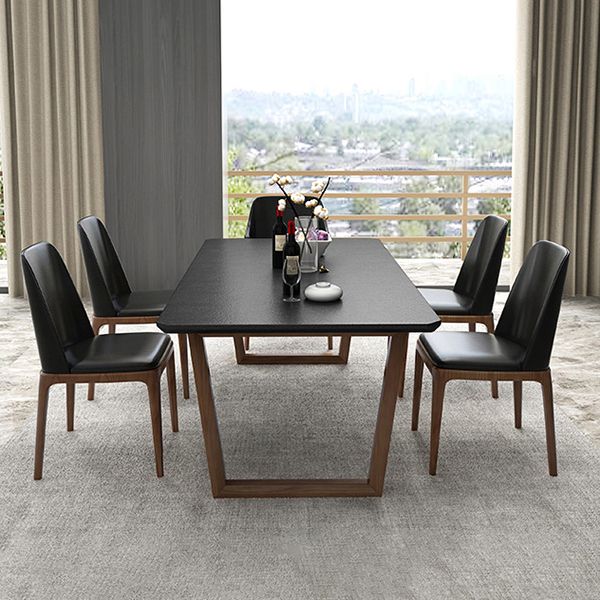Industrial Stone Kitchen Dinner Table Rectangle Sled Base Dining Table