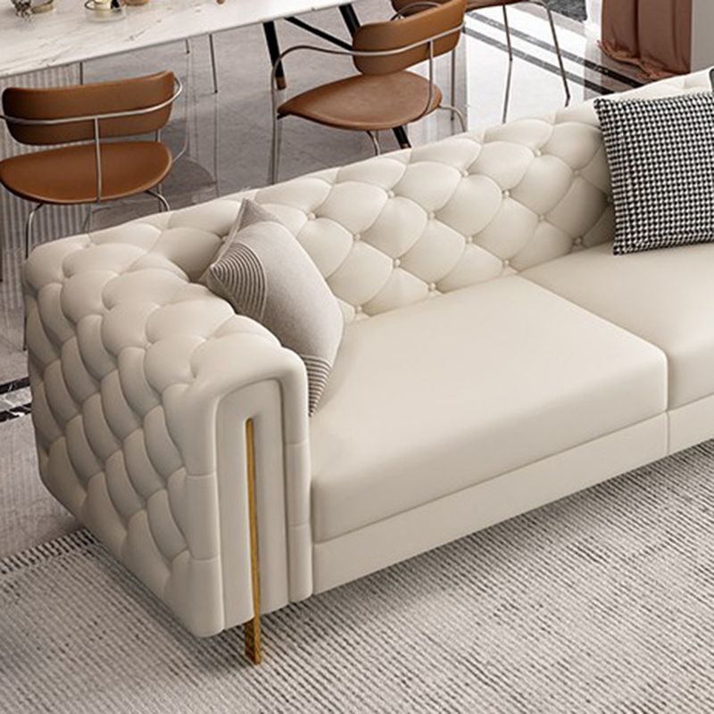 Tuxedo Arm Sofa Contemporary White Sofa with Tufted Split-Back