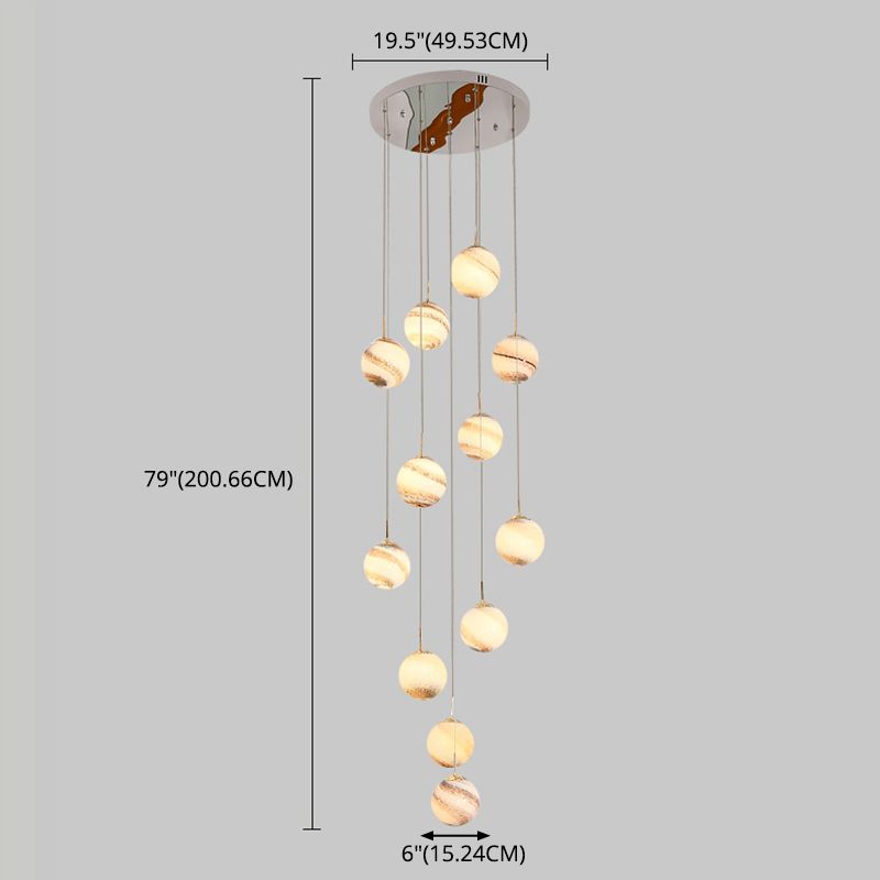 Noordse stijl planeet meerdere lichte hanger vlek glas 12-head trap hangend licht