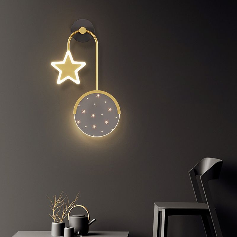 Murale géométrique Métal Light Nordic Gold 20 "High LED Murce pour chambre à coucher