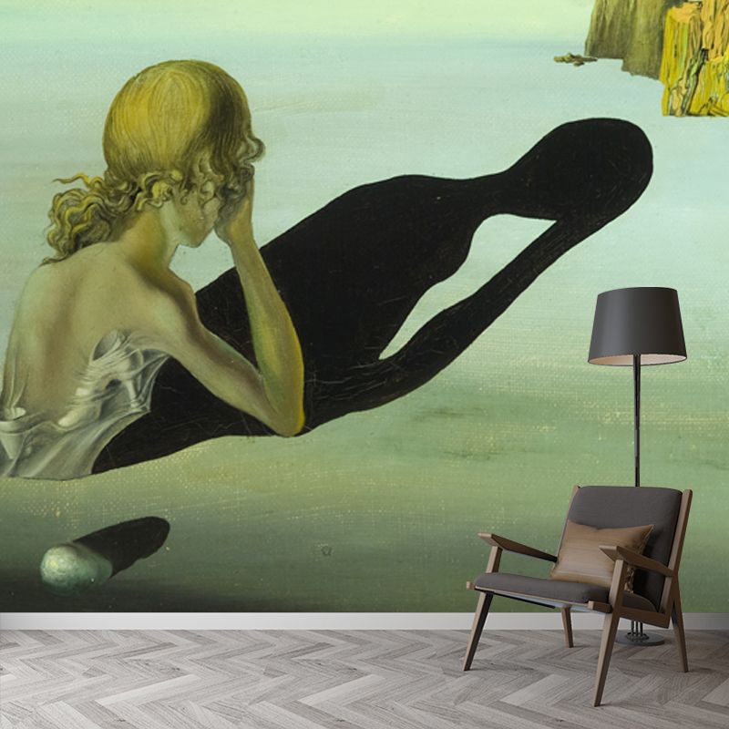 Non-Woven Waterproof Mural Surrealist Remorse or Sphinx Embedded in the Sand Painting Wall Decor