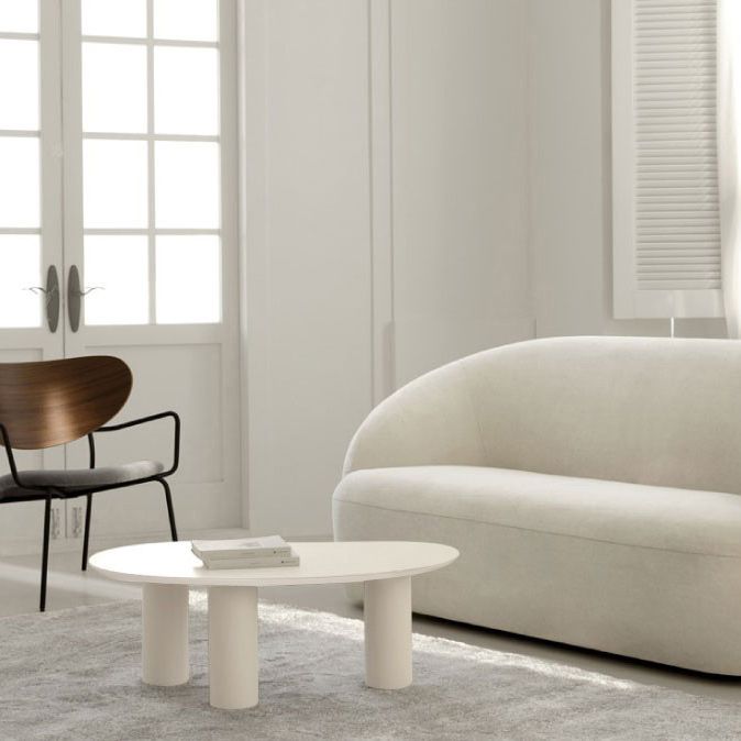 Minimalist Wood 3 Legs Coffee Table 13" H Cloud-Shaped Cocktail Table