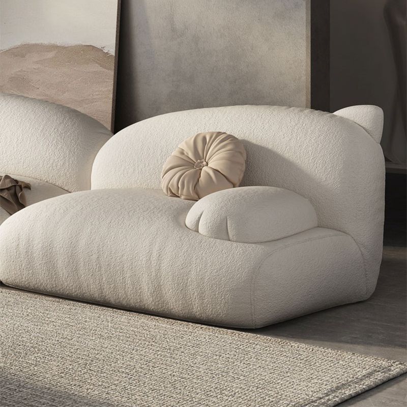 Modernism Cream Cat-Shaped Sofa Pillow Top Arm Wool Sofa - 39.37" D
