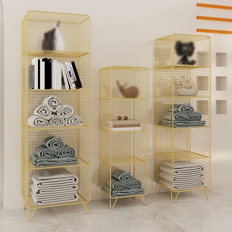 Modern Style Bookcase Vertical Metal Closed Back Bookshelf for Home