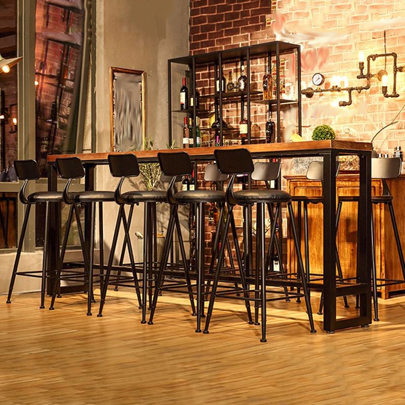 Industrial Rectangular Pub Table Set 1/6/11 Pieces Wooden Counter Table with High Stools